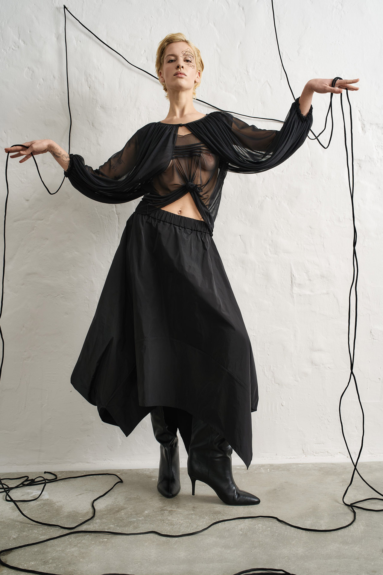 9816-225622Α_1-1 Hourglass Κιμονό από Τούλι με Πιέτες - Image 1