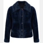 Διπλής Όψης Merino Look Μπουφάν – Μπλε - Image 4