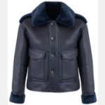 Διπλής Όψης Merino Look Μπουφάν – Μπλε - Image 3