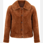 Διπλής Όψης Merino Look Μπουφάν – Καραμέλα - Image 3