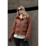 Διπλής Όψης Merino Look Μπουφάν – Καραμέλα