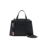 Μαύρη τσάντα με εφέ δέρματος saffiano και πολύχρωμα charms