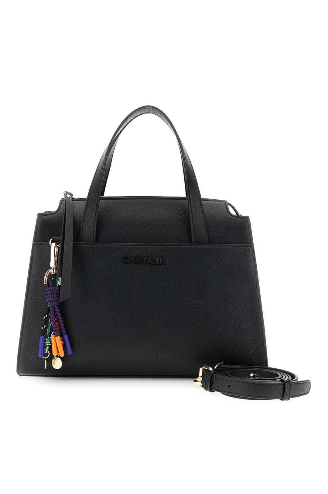 c3wa0901_n001-1-1 Μαύρη τσάντα με εφέ δέρματος saffiano και πολύχρωμα charms - Image 1