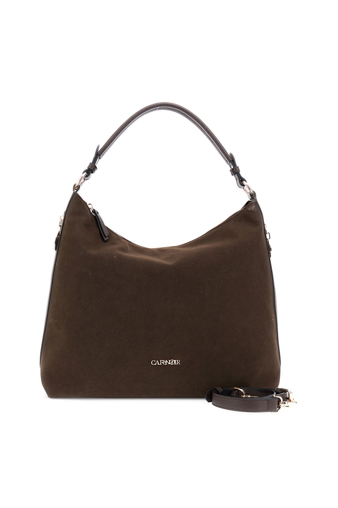 c3yb0904_m012-1-1 Απαλή τσάντα με εφέ σουέτ, σκούρο καφέ - Image 1