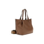 Τσάντα με εφέ χοντροκόκκου δέρματος σε σκούρο καφέ - Image 2