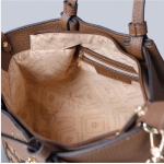 Τσάντα με εφέ χοντροκόκκου δέρματος σε σκούρο καφέ - Image 3