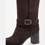 Ψηλή Μπότα – Καφέ Suede με Αγκράφα - Image 3