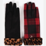 Γάντια Tartan με Λεοπάρ Μανσέτα & Μεταλλικό Λογότυπο LC - Image 4