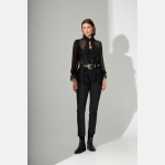 MILLEFEUILLE SHIRT – Μαύρο See-Through Πουκάμισο με Βολάν - Image 2