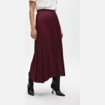 Μακριά Πλισέ Φούστα με Κερωμένο Εφέ – Μπορντό - Image 2