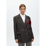 Oversize Σακάκι με Σταυρωτό Κούμπωμα & Patch Λεπτομέρειες