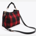 Καρό υφασμάτινη τσάντα με μπάλωμα θωράκισης - Image 3