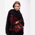 Καρό υφασμάτινη τσάντα με μπάλωμα θωράκισης - Image 4