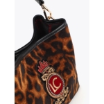 Υφασμάτινη τσάντα με animal print και μπάλωμα ασπίδας